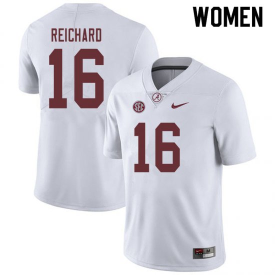NCAA Women's Alabama Crimson Tide #16 Will Reichard Stitched College 2019 Nike Authentic White Football Jersey OD17J43UR